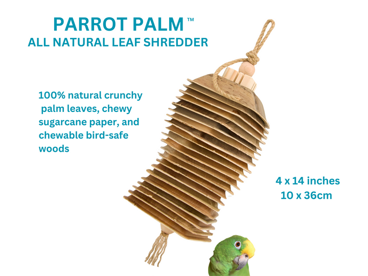 Large PARROT PALM SHREDDER™ of crunchy palm leaves and bird-safe woods