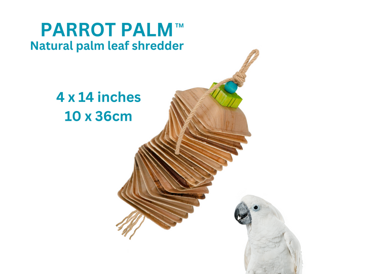 PARROT PALM SHREDDER™ | Large chew toys made of natural palm leaves and bird-safe woods