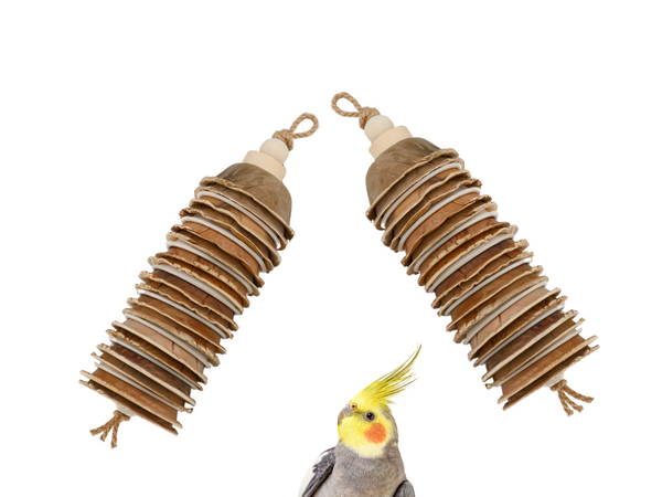 PARROT PALM SHREDDERS™ | Set of Two | Natural palm leaf shredders with colorful wood beads | Medium bird toys (Copy)