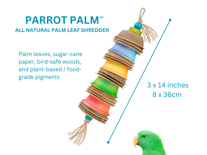 PARROT PALM SHREDDERS™ | Set of Two | Large chew toys made of natural palm leaves and bird-safe woods
