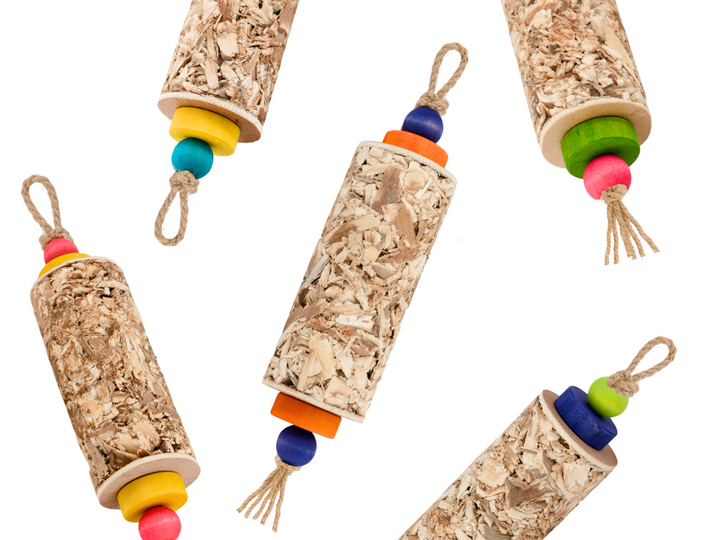 PARROT PALM SHREDDERS™ | Set of Two | Natural palm leaf shredders with colorful wood beads | Medium bird toys