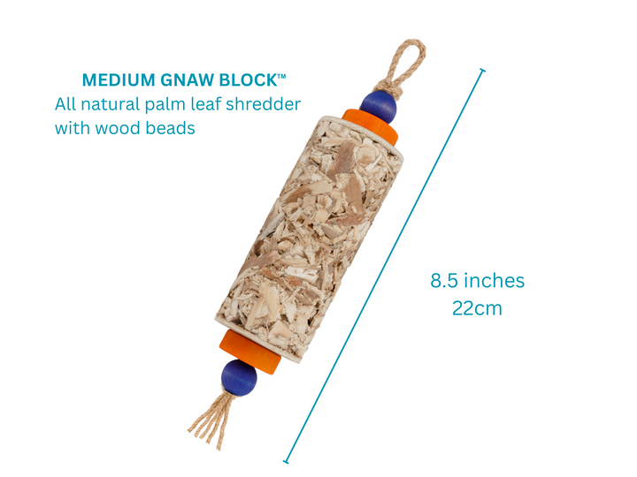 PARROT PALM SHREDDERS™ | Set of Two | Natural palm leaf shredders with colorful wood beads | Medium bird toys