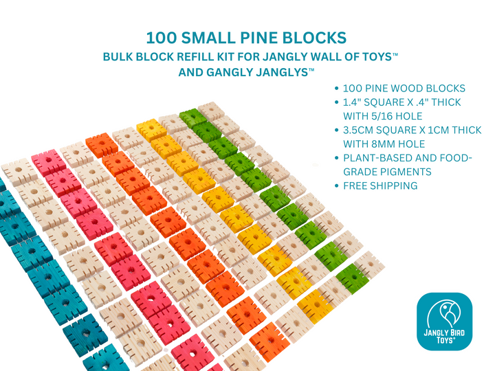 PINE BLOCKS for custom bird toys and pole refills | Set of 100 | Various sizes