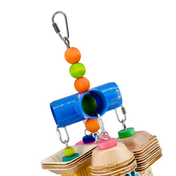 GANGLY JANGLY™ refillable stainless steel bird toy platform pre-loaded with toys! | Large