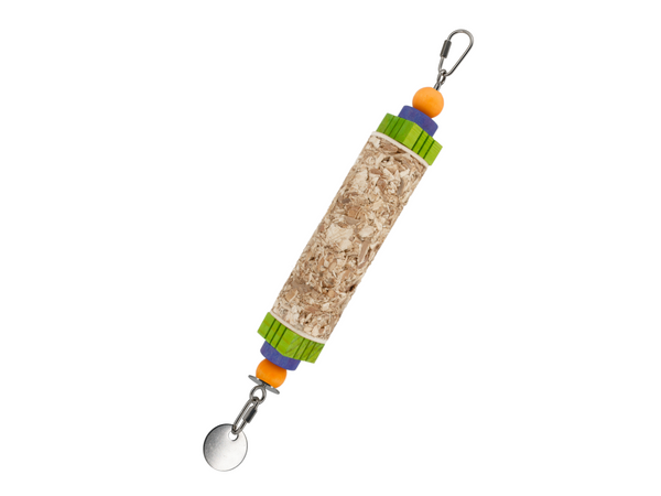 JANGLY POLE™ | Refillable stainless steel parrot toy base with palm leaf shredder | Large