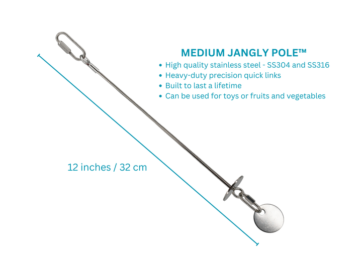 Medium jangly pole with specifications on a white background
