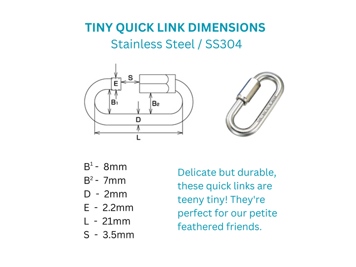Set of Two TINY QUICK LINKS made of stainless Steel / Miniature and Strong